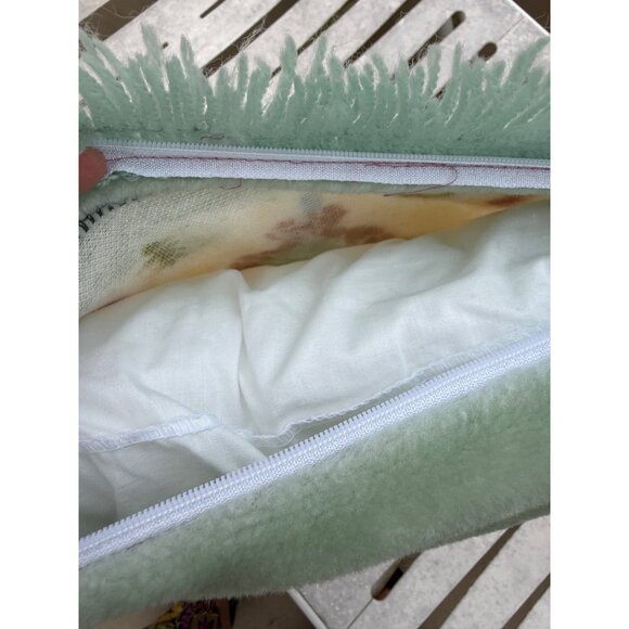 Vtg plush Floral Accent Pillow Fringe Texture Zipper 15x 15 Grannycore cottage - Picture 10 of 10